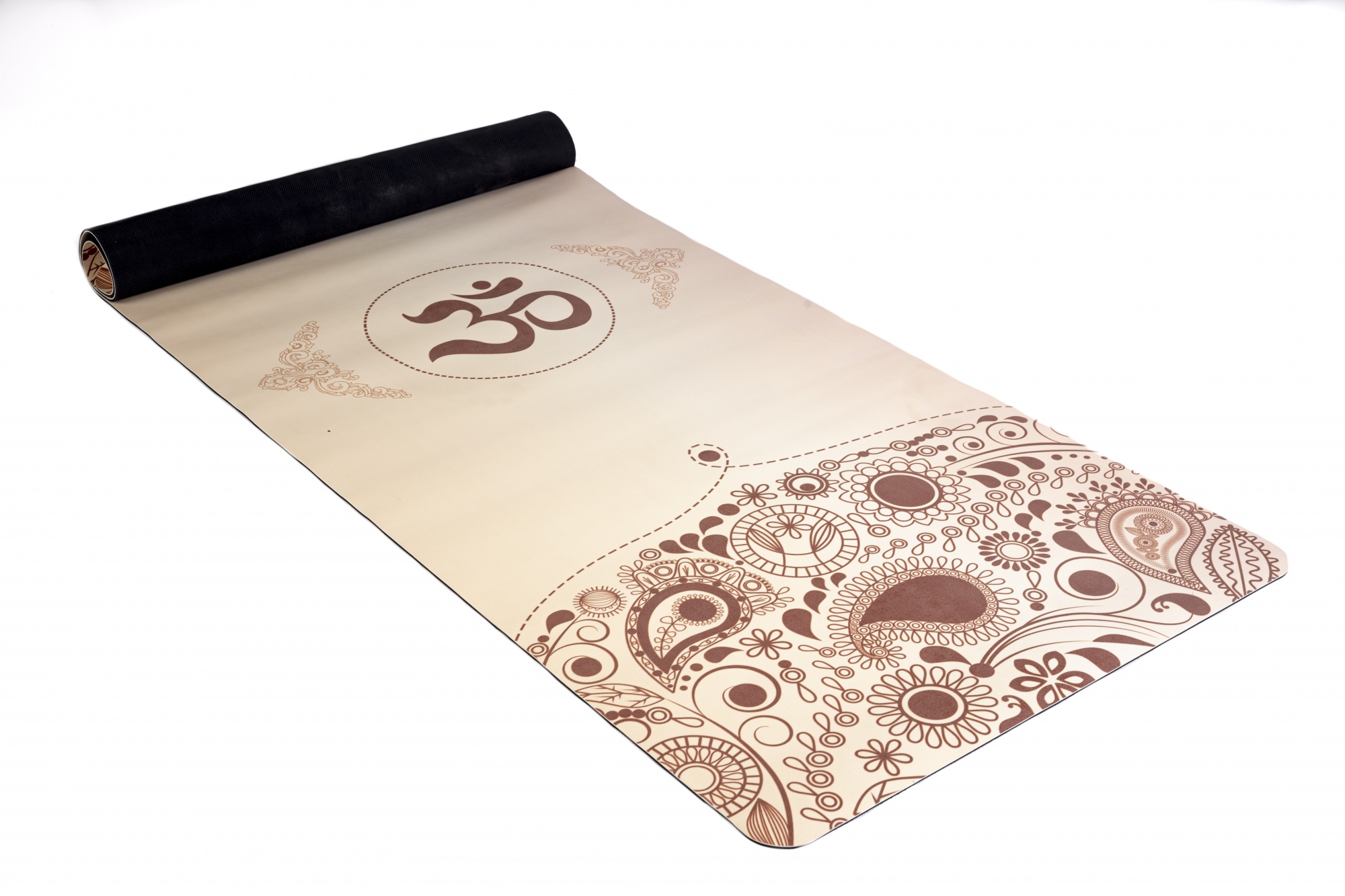 Rubber yoga mat with a non-slip coating - beige